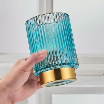 Makeup Brush Holder Organizer,Toothbrush Holders,Desk Pen Pencil Holder,Multifunctional Vintage Glass Brush Cup(A3-17-US)