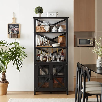 5 Tier Bookshelf 70" Tall Bookcase with Barn Doors,Large Farmhouse Display Book Shelf with Adjustable Shelves and Storage Cabinet，Library Wood Bookshelves for Living Room,Kitchen,Black(3PCS)