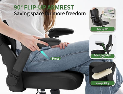 Ergonomic Office Chair: 400LBS Computer Desk Chair Comfy-Black Big and Tall Office Chair with Lumbar Support & Headrest-Gaming Chairs for Adults-Executive Office Rolling Chairs for Home Work