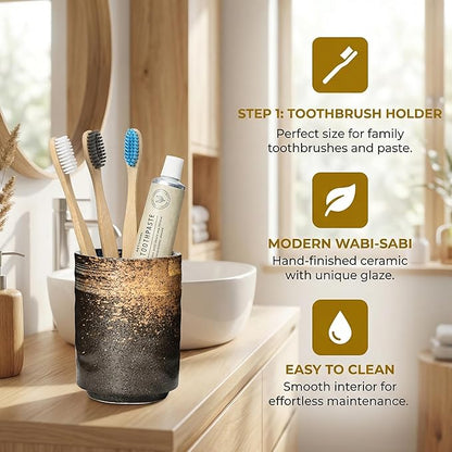 Ceramic Spoon Holder for Coffee Bar, Upright Tea Spoon Holder Cup, Coffee Stirrers Straws Stir Stick Holder, White