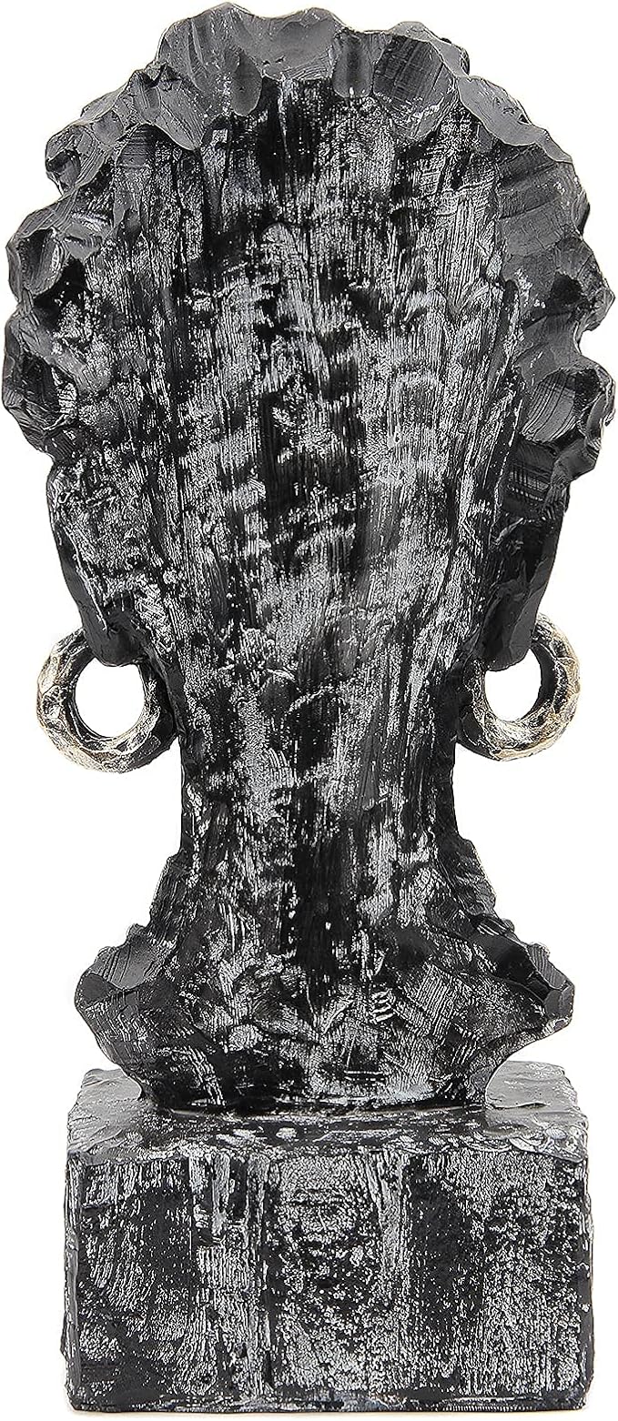 Leekung African Statues and Sculptures for Home Decor,African Figurines Head Statue Decorations for Home,African Art Sculptures Woman Statue Decor for Living Room Antique Black Color