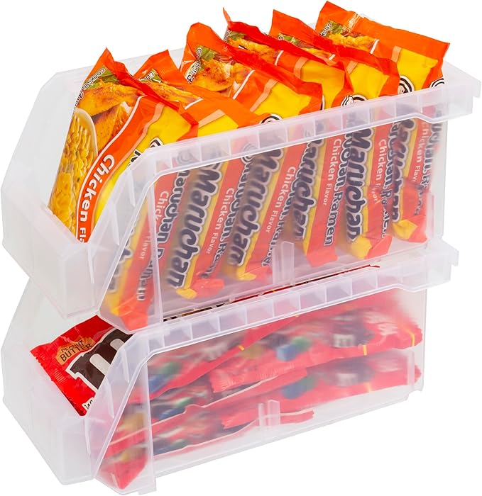 ReadySpace Plastic Containers for Organizing and Storage Bins for Closet, Kitchen, Office, Garage or Pantry Organization, Stackable Bins, Medium (11" x 5" x 5.5"), 8-Pack, Clear
