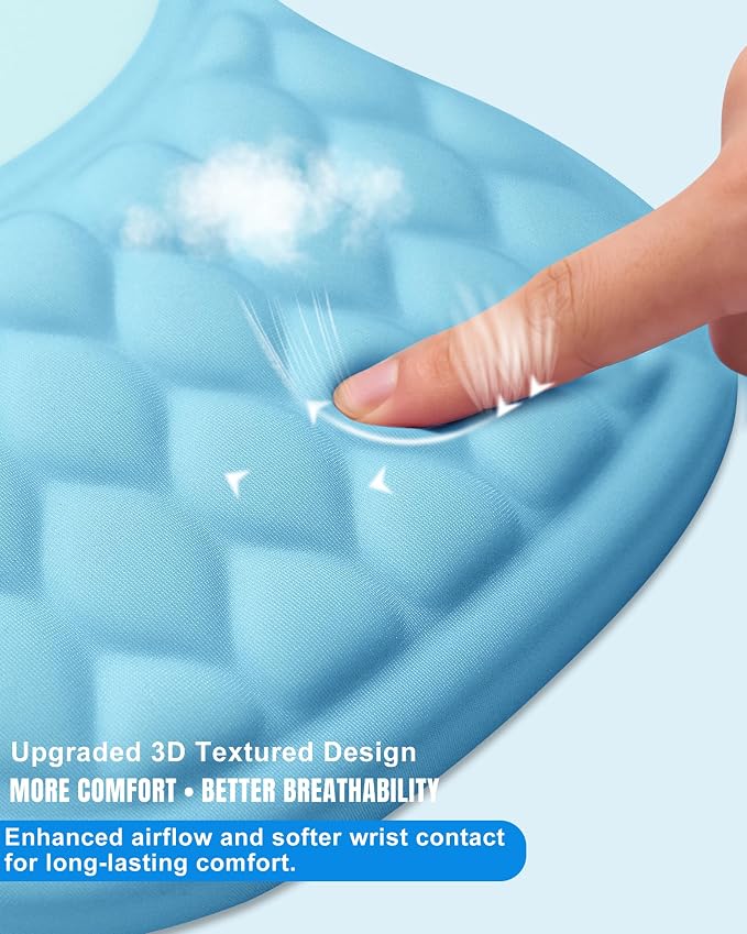 Ergonomic Mouse Pad with Wrist Rest, Slope Design Memory Foam Support, Smooth Lycra Surface, Non-Slip PU Base, Comfortable Mouse Mat for Office, Home, Computer Desk