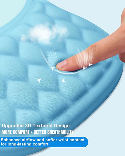 Ergonomic Mouse Pad with Wrist Rest, Slope Design Memory Foam Support, Smooth Lycra Surface, Non-Slip PU Base, Comfortable Mouse Mat for Office, Home, Computer Desk