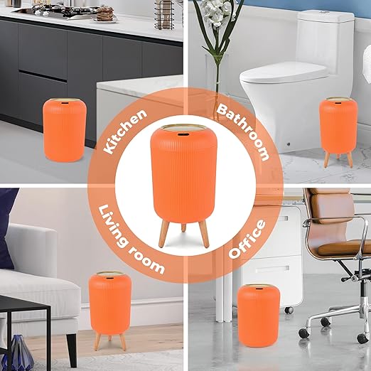 Pukomc Smart Sensor Wastebasket, Convenient and Hygienic Easy to Use, Technology Sensor Waterproof Wastebasket Plastic Trash can for Kitchen, Bathroom, Bedroom, Living Room, Office and Outdoor Orange