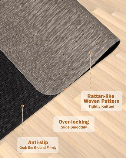 Blvornl Office Chair Mat for Hardwood Floor, 47.2"*60" Desk Computer Chair Mat for Hard Wood, Large Anti-Slip Hard Floor Protector Rolling Chair Mat, PVC Mat Desk Rug for Office and Home Dark Brown