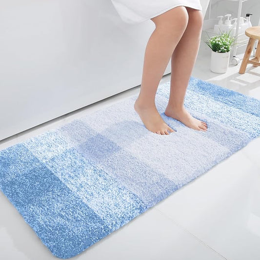 OLANLY Large Bathroom Rugs Mat 45x27, Extra Soft Absorbent Microfiber Bath Rugs, Rubber Backing, Quick Dry, Washable Bath Mats for Bathroom Floor, Tub and Shower, Home Decor Accessories, Light Blue