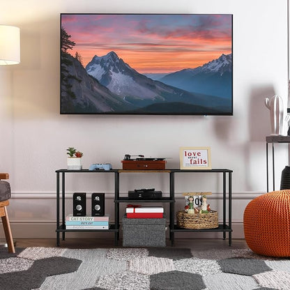 50 Inch TV Stands for Living Room Black Entertainment Center with Storage for 50 43 40 32 Inch TV Console Table for Bedroom Office