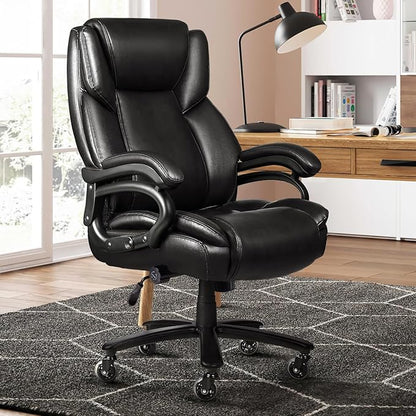 VITESSE 500lbs Heavy Duty Office Chair for Low Back Pain Relief, Big and Tall Office Chair with Ergonomic Lumbar Support, High Back Executive Chair with Quiet Rubber Wheel