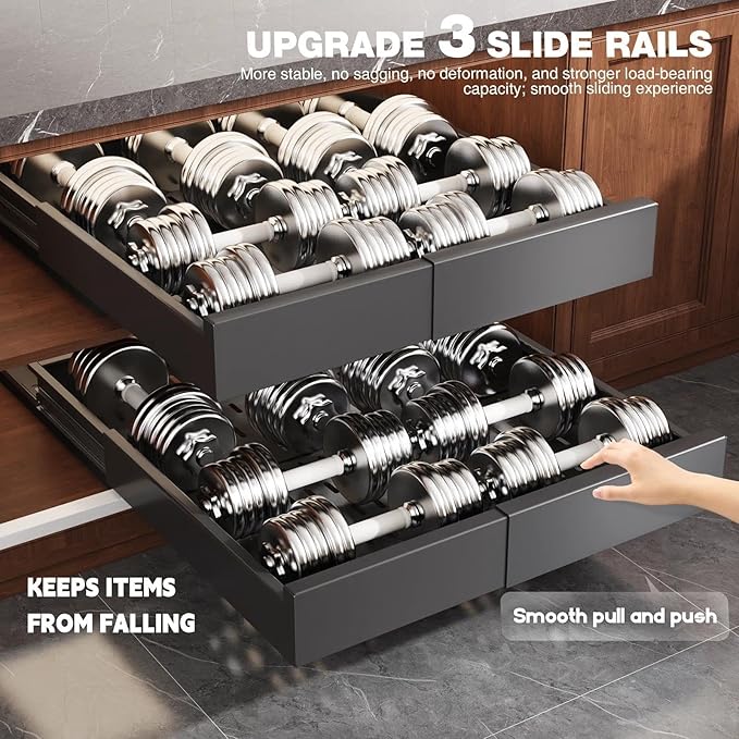 Seinloes Pull Out Cabinet Organizer,4-Side Expandable to Maximize Cabinet Space,Slide Out Drawers with 3 Rail Design,Roll Out Shelf with Raising Pad for Framed Cabinet,13"-21"W x 17"-24"D,Black,2 Pack