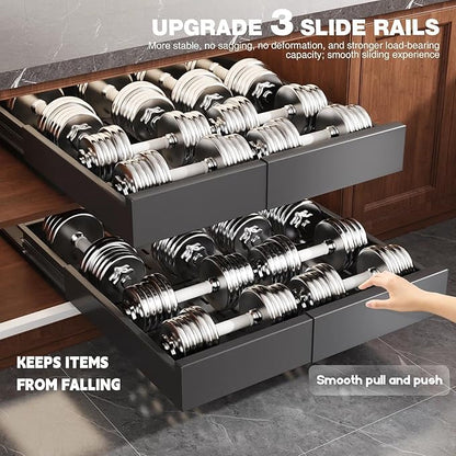 Seinloes Pull Out Cabinet Organizer,4-Side Expandable to Maximize Cabinet Space,Slide Out Drawers with 3 Rail Design,Roll Out Shelf with Raising Pad for Framed Cabinet,13"-21"W x 17"-24"D,Black,2 Pack