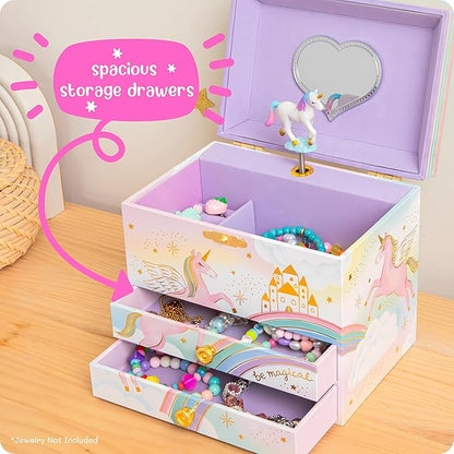 Giggle & Honey Musical Unicorn Jewelry Box for Girls - Kids Music Box, Unicorn Birthday Gifts for Little Girls, Jewelry Boxes, 6.8 x 5.3 x 6 in - Ages 3-10
