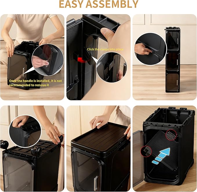 2-Tier Narrow Slim Bathroom Storage Cabinet with Wheels, Black | Tool Free Assembly, Adjustable Shelves, Fits for Narrow Spaces, Reinforced Stability, Magnetic Clear Door