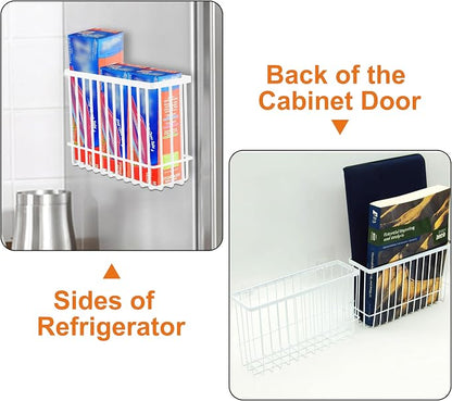 3 Pack Cabinet Door Organizer, Foil and Plastic Wrap Organizer, Wall Mounted Kitchen Organizers and Storage Wire Basket, Pantry Door Storage Kitchen Wrap, White