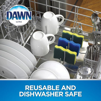 Dawn Ultra Scrubber Sponges Non-Scratch Double-Sided Kitchen Dish Cleaners, 12-Pack, Blue