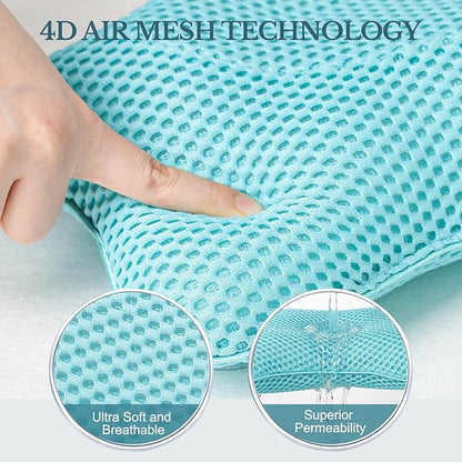 Non Slip Bath Pillow, Luxury Spa Bathtub Head & Neck Rest Support, Permeable Quick Drying Air Mesh Tub Pillow with 4 Large Suction Cups, Fits Any Tubs, Soft and Relaxing-Lake Blue
