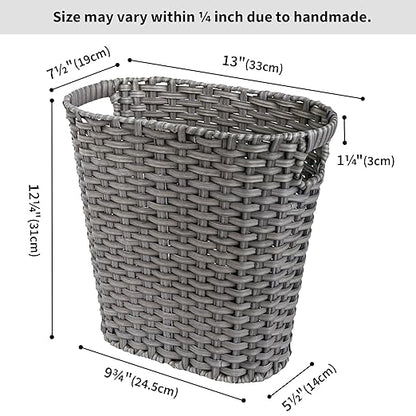GRANNY SAYS Wicker Bathroom Trash Can, Wicker Waste Basket for Bathroom, Office Trash Can, Trash Bin for Bedroom, Wastebasket with Handles, 19 Liters/5 Gallons