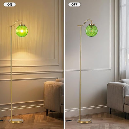 MAYNA Bedroom Floor Lamp, Modern Green Shade, 67" Tall, Suitable for Bedroom, Study, Office (Includes 2700K Bulb) (Gold and Green)