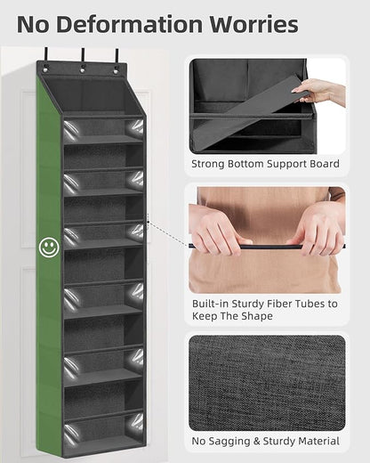 STORAGE MANIAC Over the Door Organizer 6-Shelf Closet Hanging Storage with 14 Mesh Pockets, 66lbs Capacity Clear Deep Pockets Behind Door Storage for Nursery, Bathroom, Bedroom, 1 Pack Black