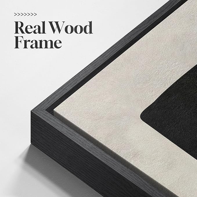 Framed Neutral Black and White Abstract Wall Art, Large Modern Canvas Prints Paintings Artwork for Walls, Minimalist Neutral Canvas Pictures for Living Room Dining Bedroom Hallway Wall Decor 24x36 In