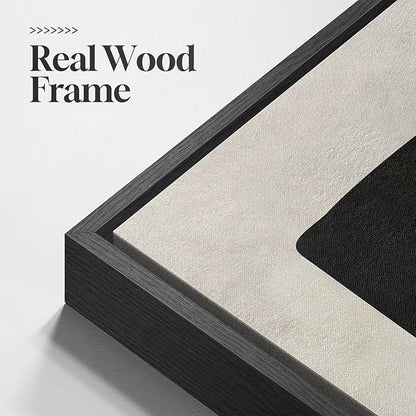 Framed Neutral Black and White Abstract Wall Art, Large Modern Canvas Prints Paintings Artwork for Walls, Minimalist Neutral Canvas Pictures for Living Room Dining Bedroom Hallway Wall Decor 24x36 In