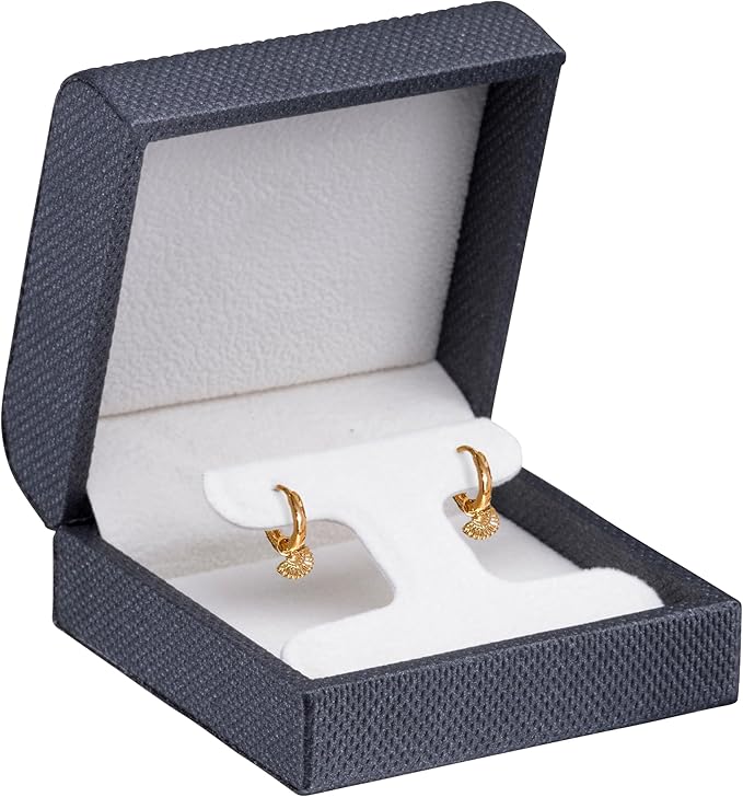 Luxury Weave Textured T-Style Earring Gift Box for Women & Girls – Jewelry Box Ideal for Hanging Earrings – Earring Case with Soft Suede Interior and 2-Piece Matching Outer Box