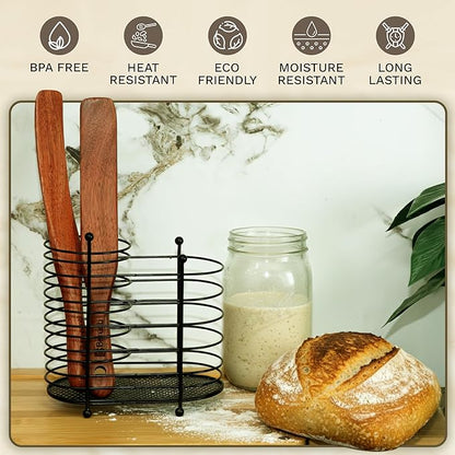 2 PCS Spurtle Wooden Spatula for Sourdough Starter – Long Skinny Wooden Spurtle Stir Stick for Mixing, Stirring & Reaching Jars – Sourdough Spurtle Tool for Baking & Cooking