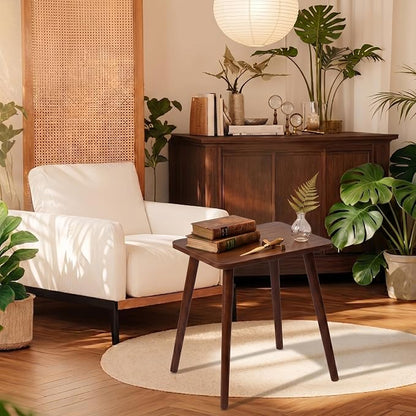 FORAOFUR Small Side Table, Modern Short End Table with Wooden Legs, Easy to Assemble Mini Living Room Table for Sofa Bedroom, Minimalist Bedside Furniture for Small Apartments and Limited Spaces Brown