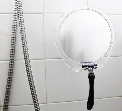 JiBen Fogless Shower Mirror with Power Locking Suction Cup, Built-in Razor Hook and 360 Degree Rotating Adjustable Arm, Personal Fog Free Bathroom Shaving Mirror (Clear)