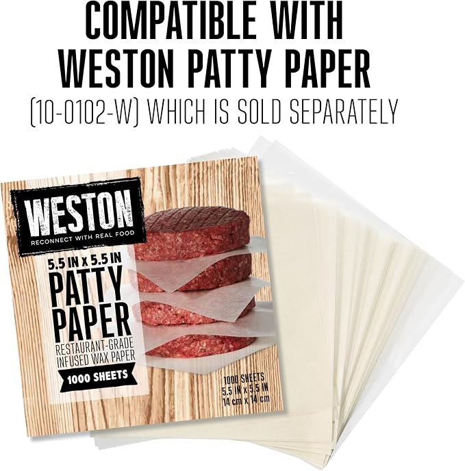 Weston Burger Press, Makes 4 1/2" Diameter Patties for Hamburger, Crab Cakes, Sausage, 1/4lb to 3/4lb, Single, Non-stick Heavy-Duty Cast Aluminum (07-0301)