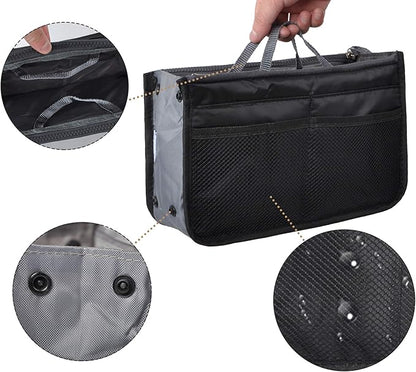 Vercord Purse Organizer Insert for Handbags Bag Organizers Inside Tote Pocketbook Women Nurse Nylon 13 Pockets Black Large