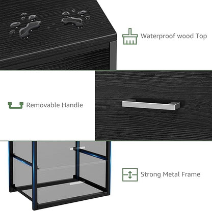 BOLUO Stackable Storage Drawers Closet Organizers and Storage Fabric Black 2 Drawer Dresser for Bedroom Modern