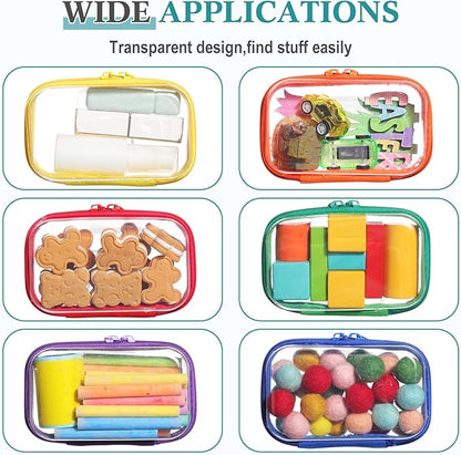 Sanwuta 6 Pcs Clear Hard Zipper Case Pencil Pouches Hard Plastic Zipper Pouches Makeup Bag Transparent Cases for Snacks Plastic Storage Organizer Box for Travel