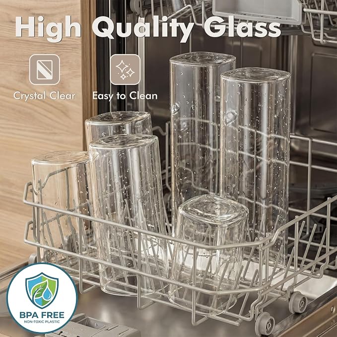 6-Pack 1.2Qt Square Glass Storage Jars with Bamboo Lids | Minimalist Kitchen Organizer,Pantry Storage Container,Food Storage Container,Scandinavian Style Storage,Nordic Style Storage