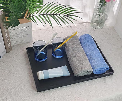 Black Serving Tray (15 x 10.6 inch), Large Tray for Serving Accessory, Snack, Dessert, Spa, Coffee, Drinks, Tea, Bar, Party, Seasoning, Perfume and Display Use.