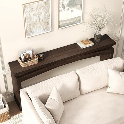 63-Inch Farmhouse Entryway Table Behind Couch Skinny, Long Wooden Entrance Table for Living Room Narrow, Rectangular Modern Console Tables for Apartment, Home, Dark Brown