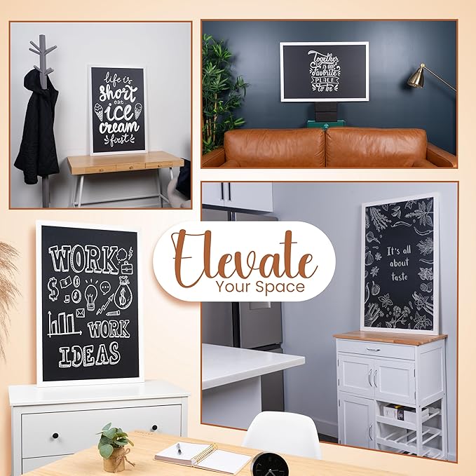 Loddie Doddie Magnetic Chalkboard & Magnet Board - 24"x36", White - Porcelain Enamel & Chalkboard Calendar - Photo & Magnet Display - Rustic Farmhouse Charm & Kitchen Menu Board