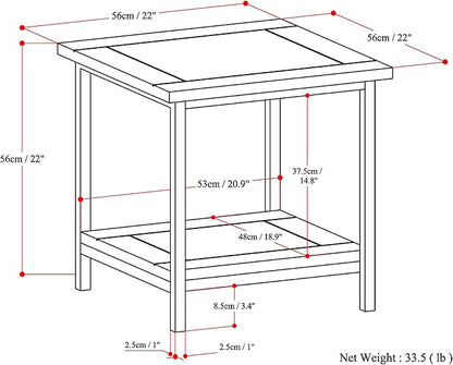 SIMPLIHOME Skyler End Table - 22 inch Wide Solid Mango Wood and Metal Side Table in Natural, Industrial Accent Table for Living Room or Bedroom with Open Storage Shelf, Assembled