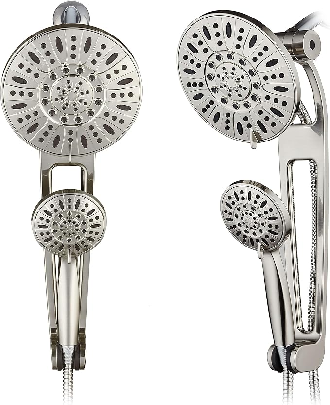 AquaDance High-Pressure 48-Mode 3-Way Shower Spa Combo with Adjustable 18-Inch Extension Arm, Brushed Nickel