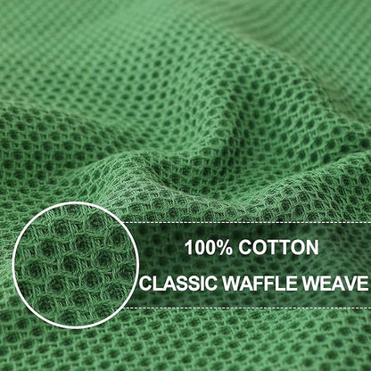 Homaxy 100% Cotton Oversized Waffle Weave Kitchen Dish Towels, Ultra Soft Absorbent Quick Drying Cleaning Towel, 20x28 Inches, 8-Pack, Grass Green
