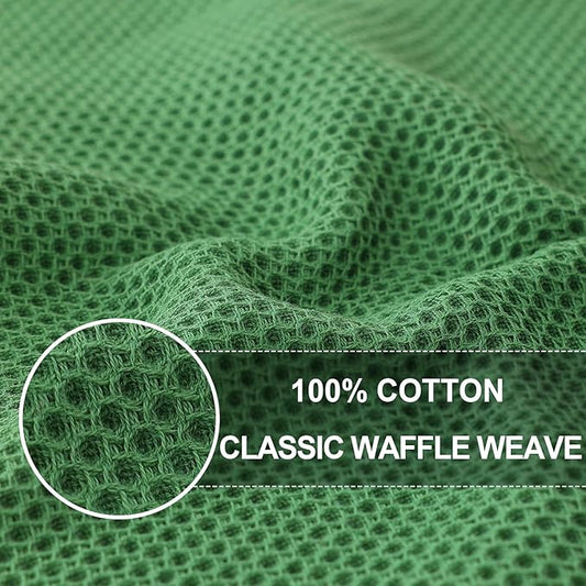 Homaxy 100% Cotton Oversized Waffle Weave Kitchen Dish Towels, Ultra Soft Absorbent Quick Drying Cleaning Towel, 20x28 Inches, 8-Pack, Grass Green