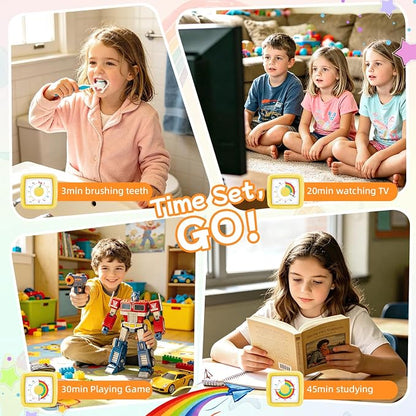 60-Minute Visual Timer for Kids, Silent Countdown Kids Visual Timer with Rainbow Design, Plastic Time Management Tool Timers for Classroom Toddler Homework Kitchen, Focus Tools for Kid,Yellow