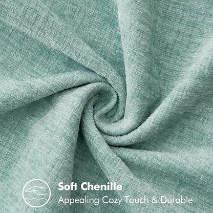 MIULEE Pack of 2 Summer Throw Pillow Covers 20x20 Inch Coastal Light Blue Farmhouse Cottage Decorative Pillow Covers Stitched Edge Soft Chenille Pillow Covers for Couch Sofa Bed Living Room,Aqua Haze