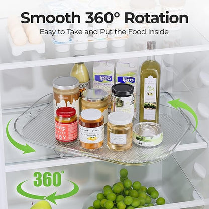 LAMU Lazy Susan Turntable Organizer for Refrigerator Organizers and Storage Fridge Organization, Condiment Organizer for Kitchen, Table Top, Cabinet, Pantry, Countertop, 14.56''x11'', 2 Pack
