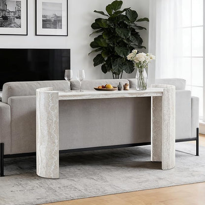 53 Inch Console Table, Modern Entryway Table with Rounded Corners, Narrow Sofa Table Behind Couch for Foyer, Hallway, Living Room,White