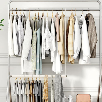 STORAGE MANIAC Adjustable Closet Rod for Hanging Clothes, 2 Pack White | Expandable 17.9"-29.7" Heavy-Duty Metal Closet Hanging Rod with 9 Height Adjustments, Space-Saving Double Closet Organizer