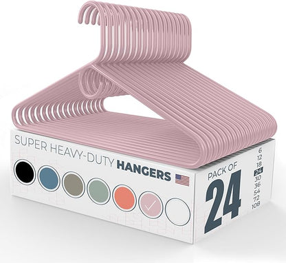 Neaties Super Heavy Duty Clothes Hangers 20 Pack (24 Count) – Made in The USA - 10lb Capacity, Thick Plastic Hangers for Pants, Coats, Jackets, Jeans and Adult Clothing – Pink