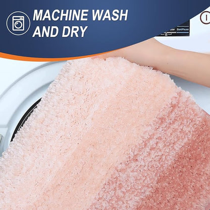 OLANLY Large Bathroom Rugs Mat 54x24, Extra Soft Absorbent Microfiber Bath Rugs, Rubber Backing, Quick Dry, Machine Washable Bath Mats for Bathroom Floor, Tub and Shower, Home Decor Accessories, Peach