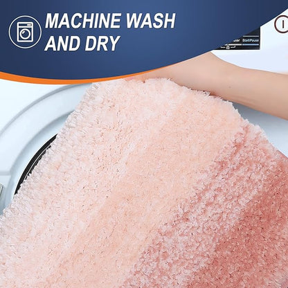 OLANLY Small Bathroom Rugs Mat 24x16, Extra Soft Absorbent Microfiber Bath Rugs, Rubber Backing, Quick Dry, Machine Washable Bath Mats for Bathroom Floor, Tub and Shower, Home Decor Accessories, Peach
