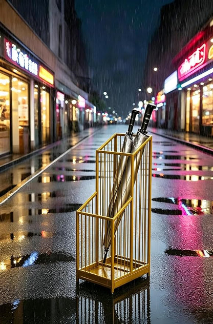Elegant Metal Umbrella Storage Stand Rack Waterproof Entryway with Decorative, Durable Home & Hotel Entryway, Modern Home Decor, Office Entrance Stylish (Yellow)